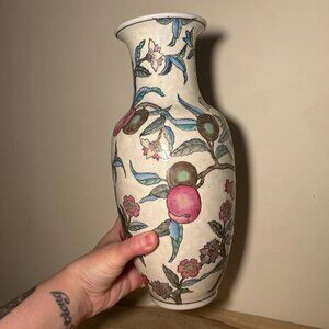 Floral & Fruit Motif Ceramic Vase